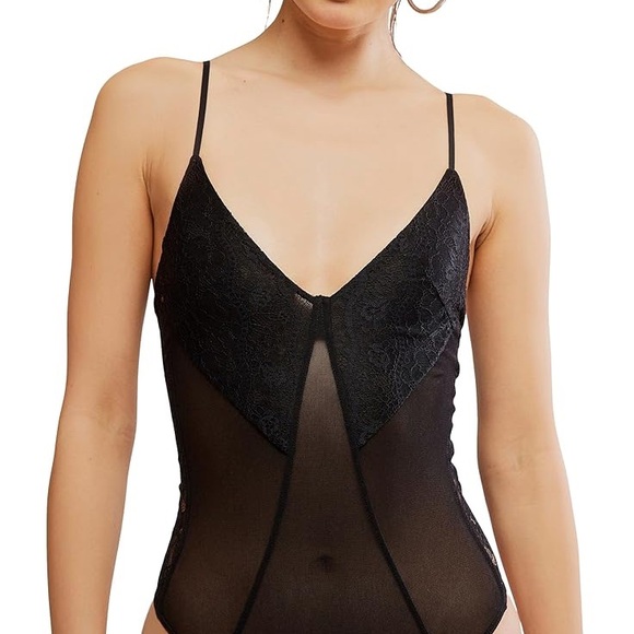 Free People Other - NWT Free People Take My Number Elegant Black Lace Bodysuit